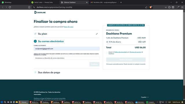 Dashlane checkout page showing Dashlane promo code box | Screenshot taken by SimplyCodes community member on Sep 9, 2025