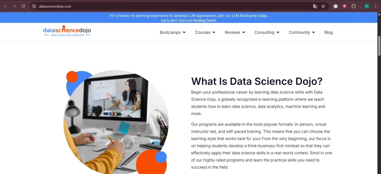 Data Science Dojo promo code screenshot showing code FODAI50 applied at Data Science Dojo checkout page. Uploaded by SimplyCodes community member Negritoo on Jun 6, 2025