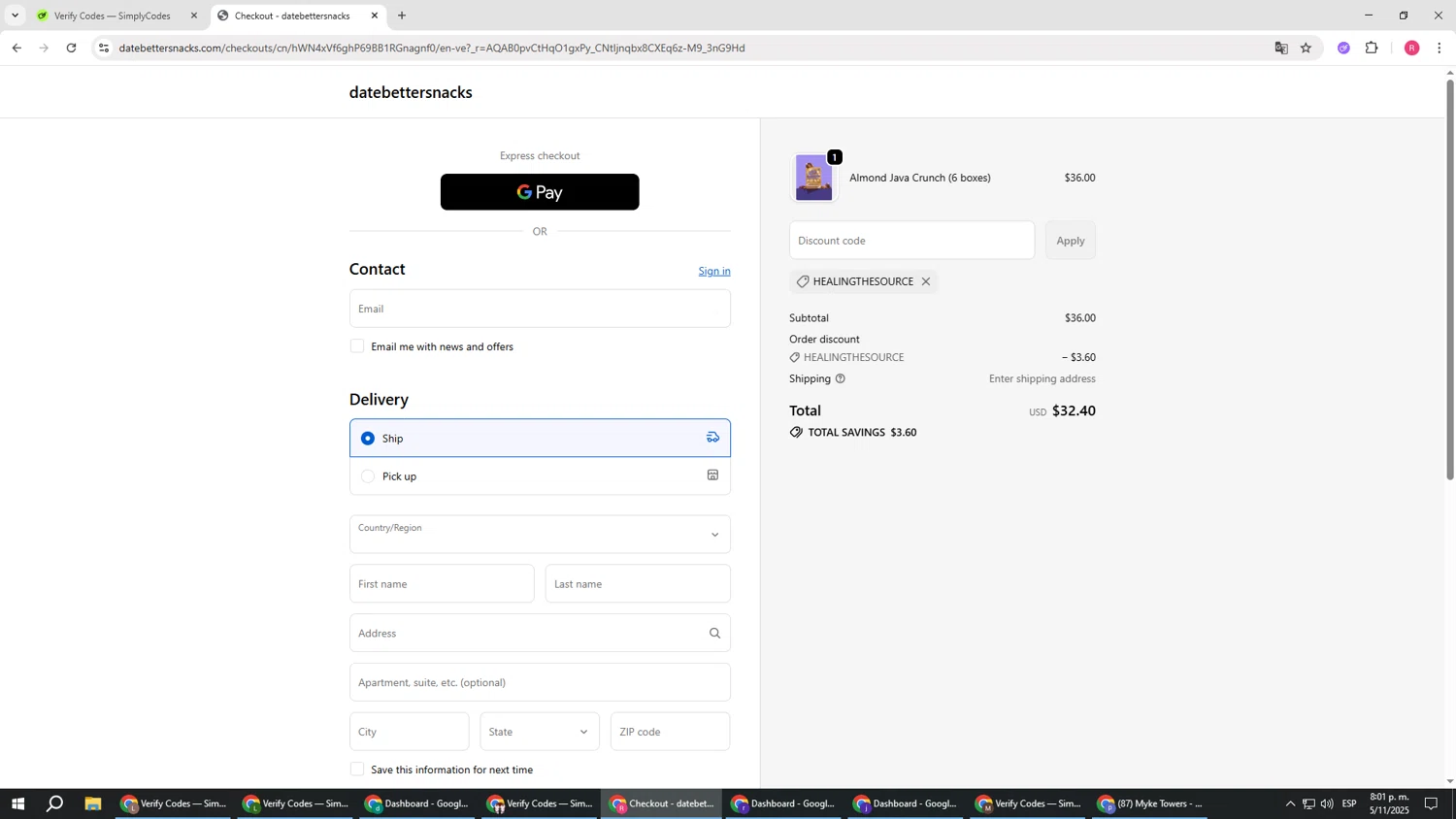 Date Better promo code screenshot showing code Healingthesource applied at Date Better checkout page. Uploaded by SimplyCodes community member TTTT55 on Nov 6, 2025