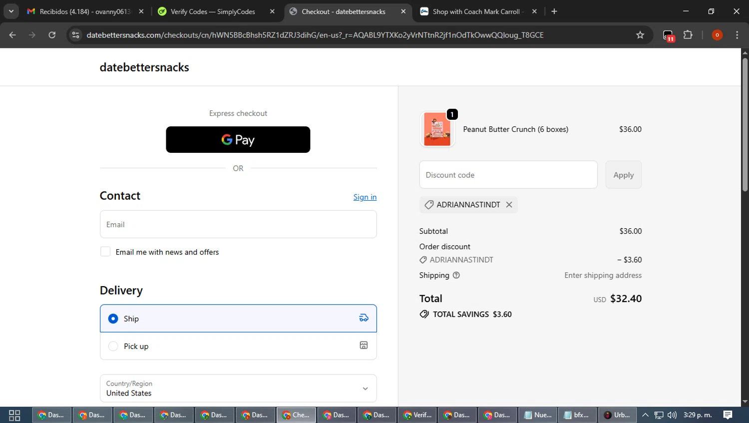 Date Better promo code screenshot showing code ADRIANNASTINDT applied at Date Better checkout page. Uploaded by SimplyCodes community member WiseTracker2171 on Nov 11, 2025