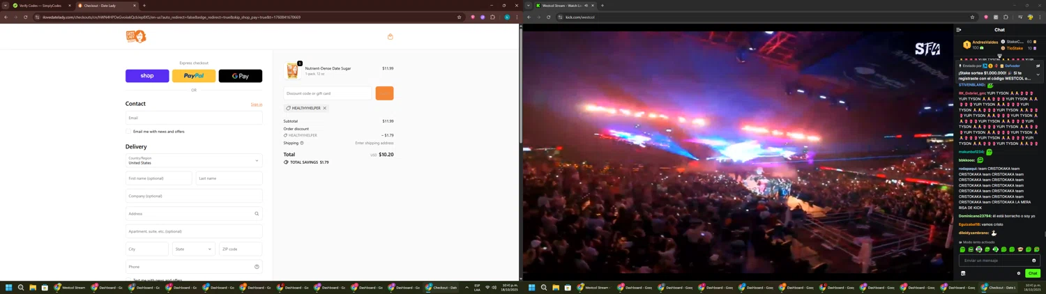 Date Lady promo code screenshot showing code HEALTHYHELPER applied at Date Lady checkout page. Uploaded by SimplyCodes community member RewardKnight9989 on Oct 19, 2025