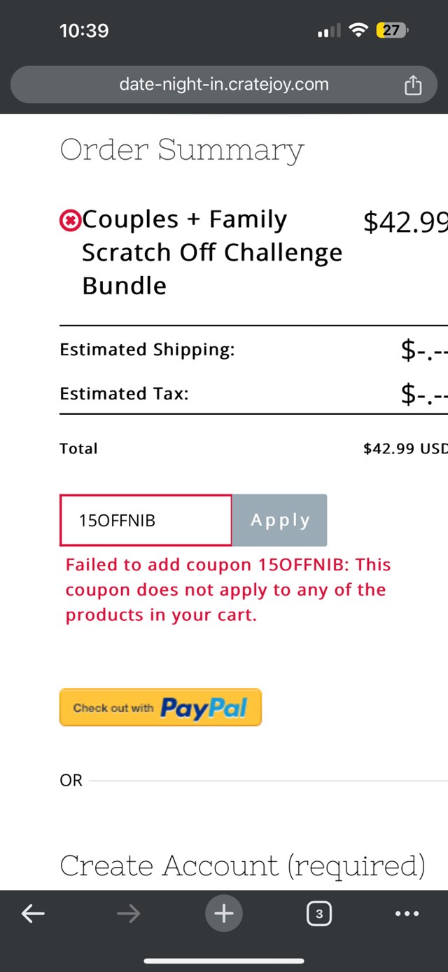 Date Night In checkout page showing Date Night In promo code box | Screenshot taken by SimplyCodes community member on May 9, 2024