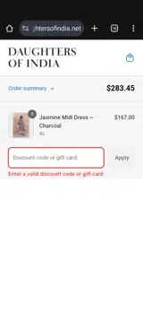 Daughters of India coupon verification screenshot