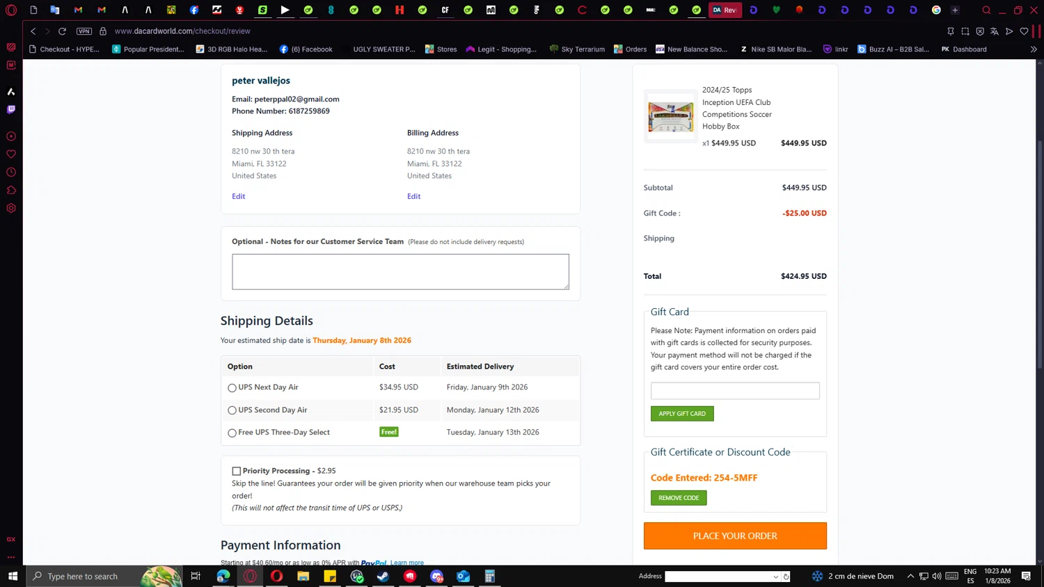 Dave & Adam's checkout page showing Dave & Adam's coupon code box | Screenshot taken by SimplyCodes community member on Jan 8, 2026