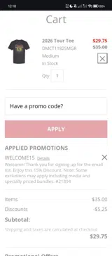 Dave Matthews Band coupon verification screenshot