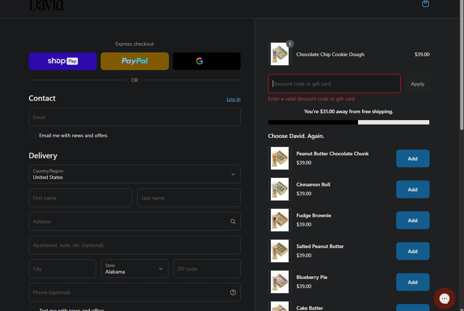 David Protein discount code screenshot showing code CARLOS applied at David Protein checkout page. Uploaded by SimplyCodes community member MoneyWizard9842 on May 7, 2025