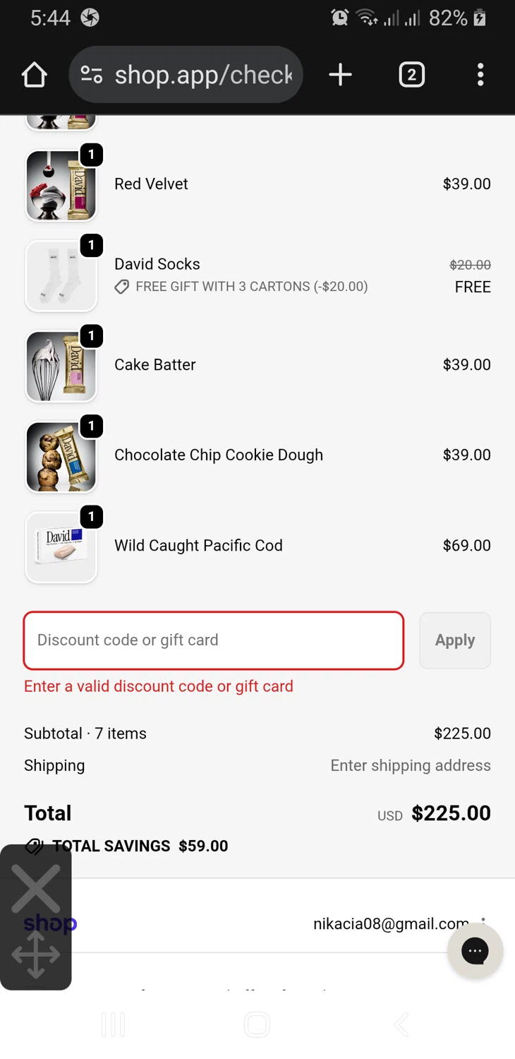 David Protein discount code screenshot showing code THEA applied at David Protein checkout page. Uploaded by SimplyCodes community member GloriousFinder136 on Nov 11, 2025