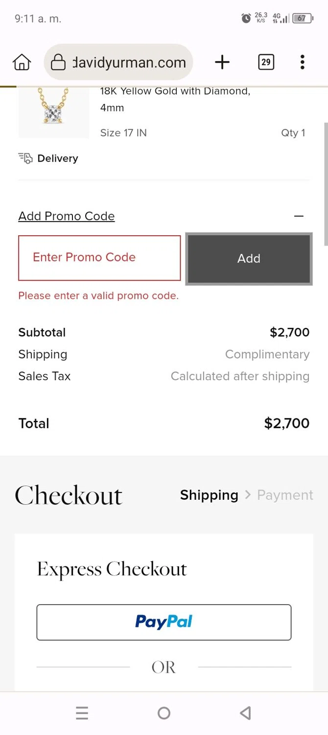 David Yurman promo code screenshot showing code 435435GBG applied at David Yurman checkout page. Uploaded by SimplyCodes community member BargainVirtuoso1688 on Mar 8, 2025