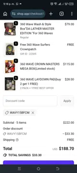 WAVY15BFCM coupon verification screenshot