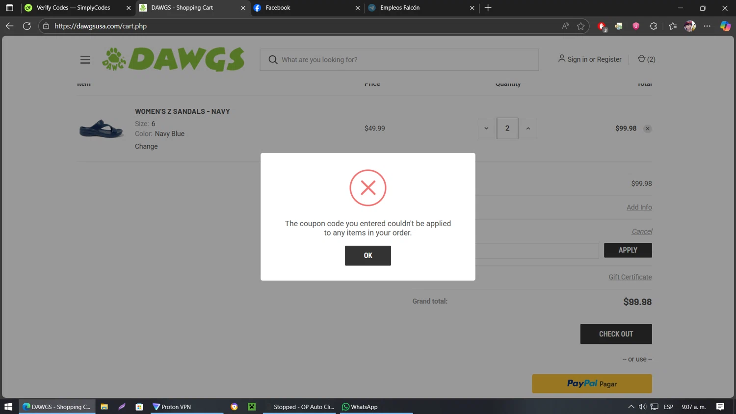 DAWGS coupon code screenshot showing code BLACK applied at DAWGS checkout page. Uploaded by SimplyCodes community member belindaflores on Aug 22, 2025
