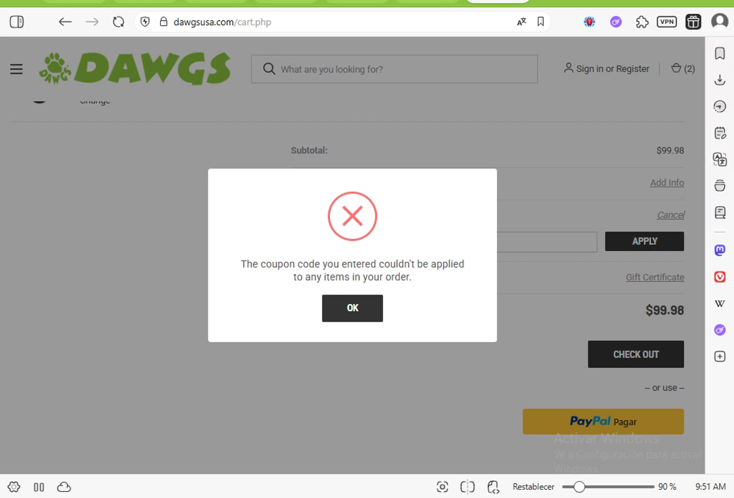 DAWGS coupon code screenshot showing code BLACK applied at DAWGS checkout page. Uploaded by SimplyCodes community member luissilva2 on Aug 22, 2025