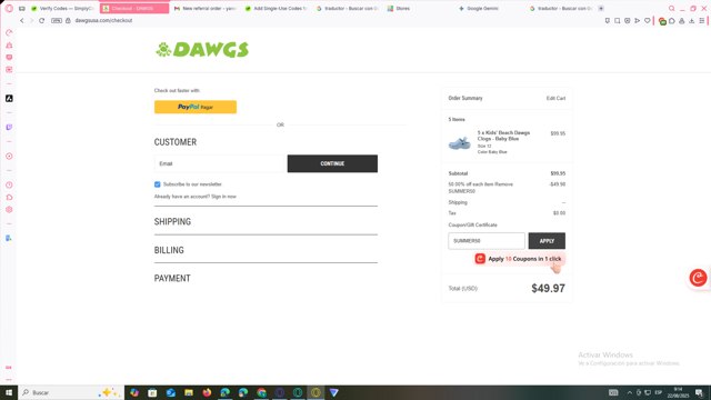 DAWGS checkout page showing DAWGS coupon code box | Screenshot taken by SimplyCodes community member on Aug 22, 2025