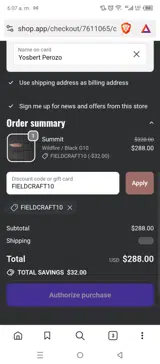 Dawson Knives coupon verification screenshot
