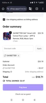 DAYBETTER coupon verification screenshot