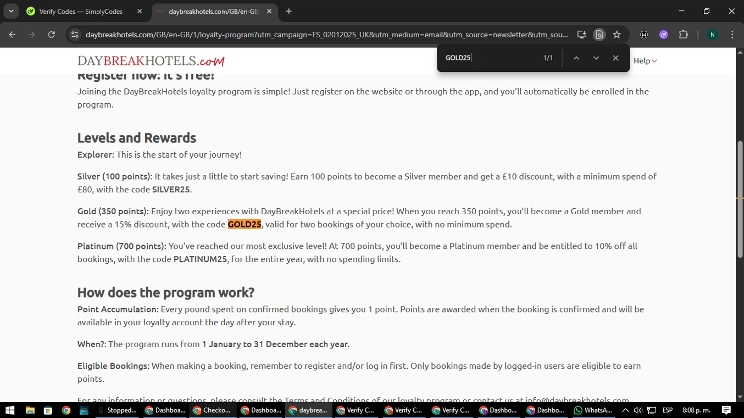 DaybreakHotels checkout page showing DaybreakHotels discount code box | Screenshot taken by SimplyCodes community member on Aug 9, 2025