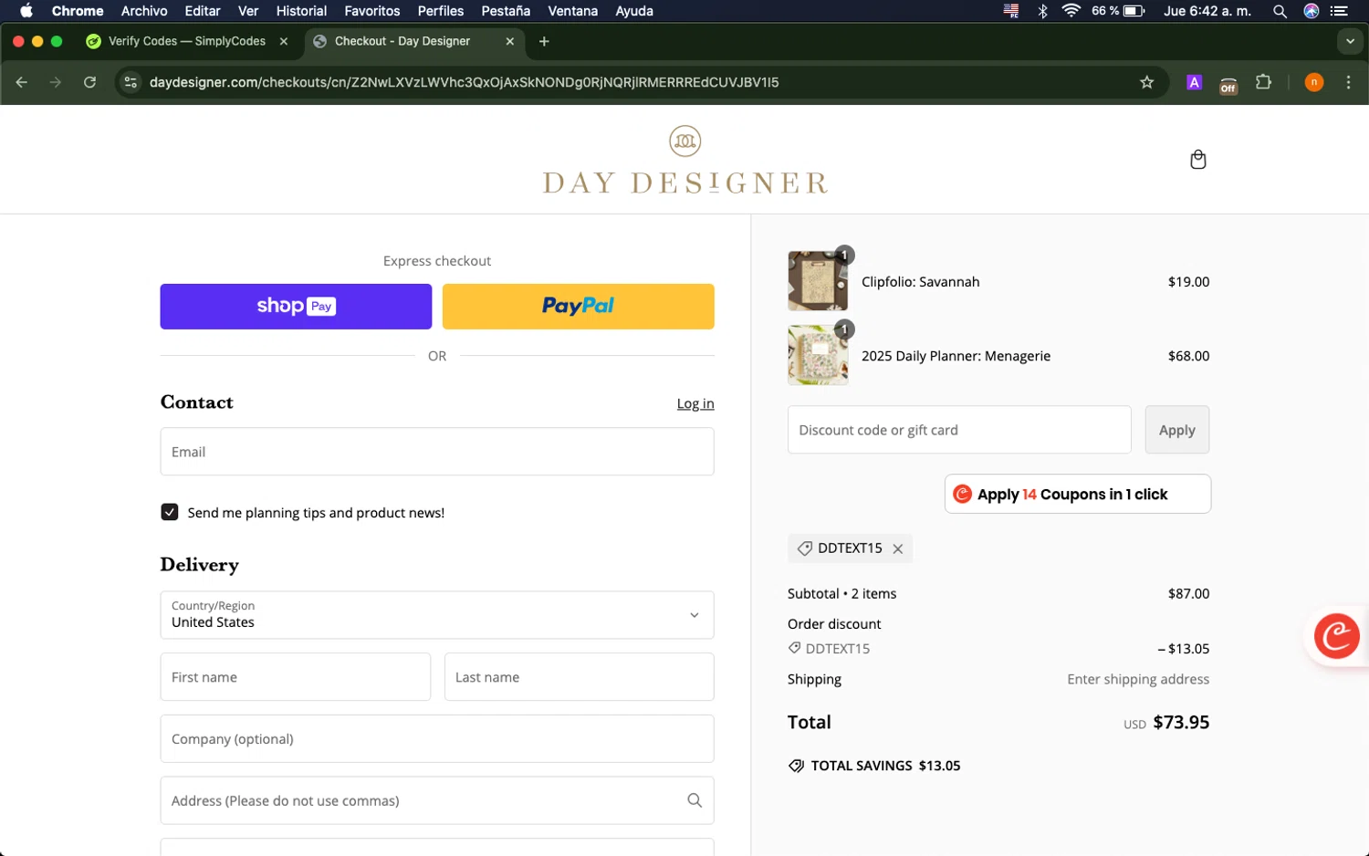 how to use Day Designer coupons