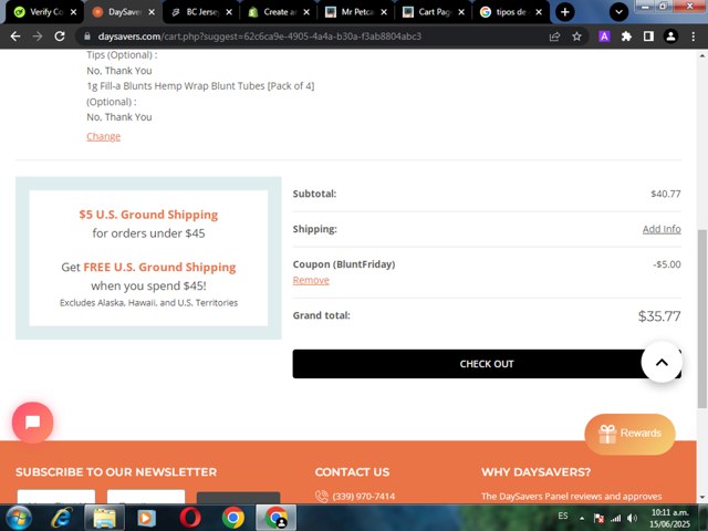 DaySavers checkout page showing DaySavers promo code box | Screenshot taken by SimplyCodes community member on Jun 15, 2025