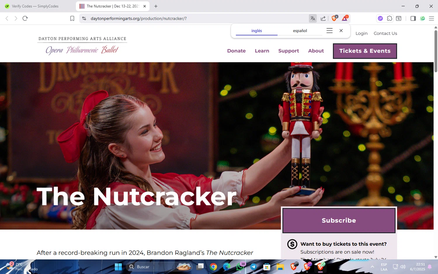 Dayton Performing Arts promo code screenshot showing code FESTIVE2024 applied at Dayton Performing Arts checkout page. Uploaded by SimplyCodes community member Widopalacios on Jul 7, 2025