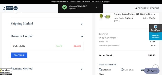 Dazzling Rock checkout page showing Dazzling Rock promo code box | Screenshot taken by SimplyCodes community member on Aug 15, 2025