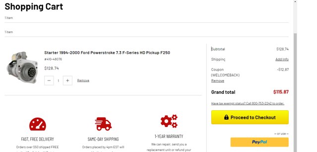 DB Electrical checkout page showing DB Electrical coupon code box | Screenshot taken by SimplyCodes community member on Mar 29, 2024