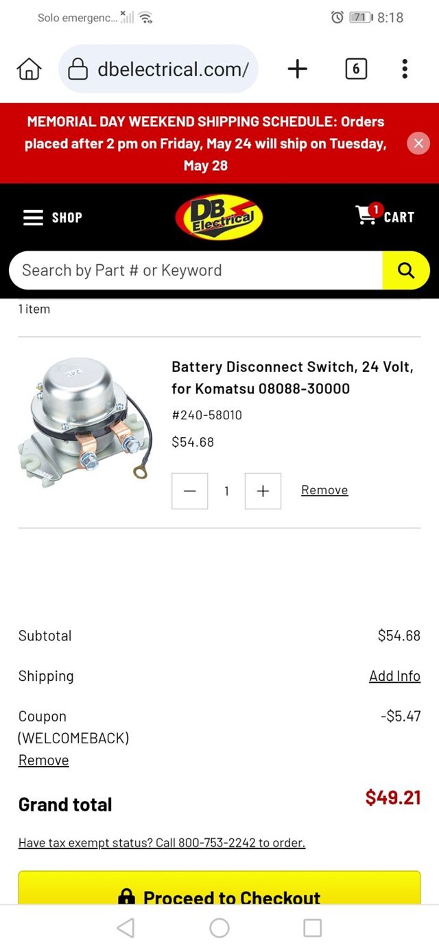 DB Electrical checkout page showing DB Electrical coupon code box | Screenshot taken by SimplyCodes community member on May 26, 2024