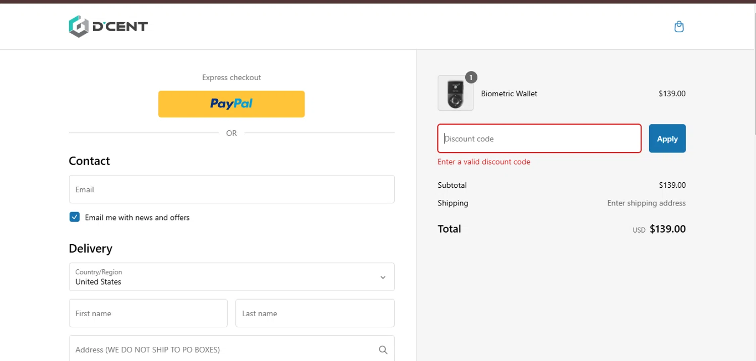 D'CENT Wallet promo code screenshot showing code PrivateKeysArePrivate applied at D'CENT Wallet checkout page. Uploaded by SimplyCodes community member VoucherSleuth8988 on Feb 8, 2025