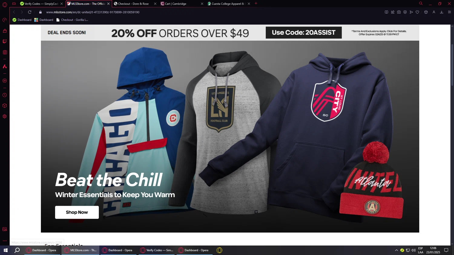 D.C. United promo code screenshot showing code boot20 applied at D.C. United checkout page. Uploaded by SimplyCodes community member MoneyMonarch9272 on Jan 23, 2025