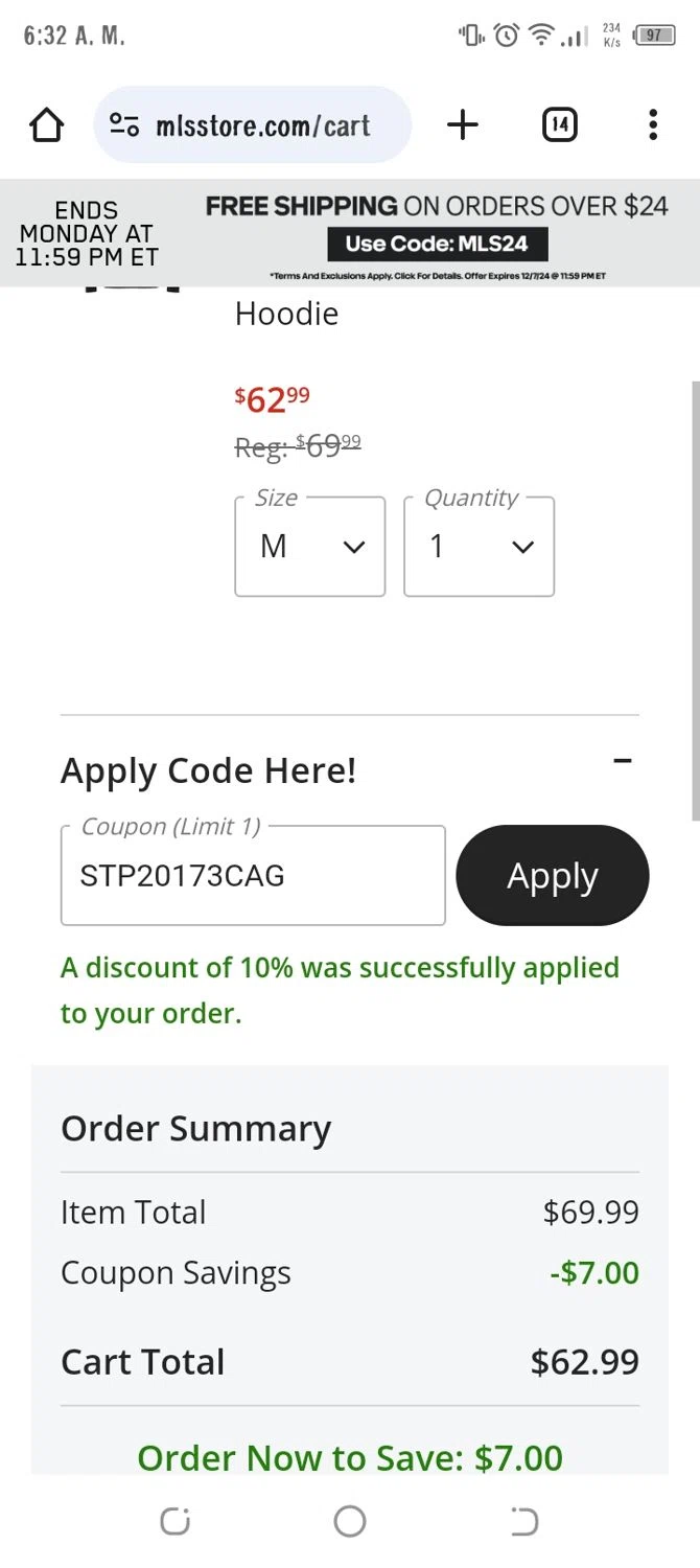D.C. United promo code screenshot showing code STP20173CAG applied at D.C. United checkout page. Uploaded by SimplyCodes community member alexmarygomez on Jan 4, 2025