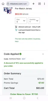 D.C. United coupon verification screenshot