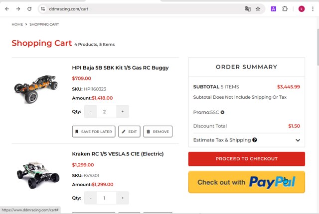 DDM Racing checkout page showing DDM Racing promo code box | Screenshot taken by SimplyCodes community member on Jun 28, 2025