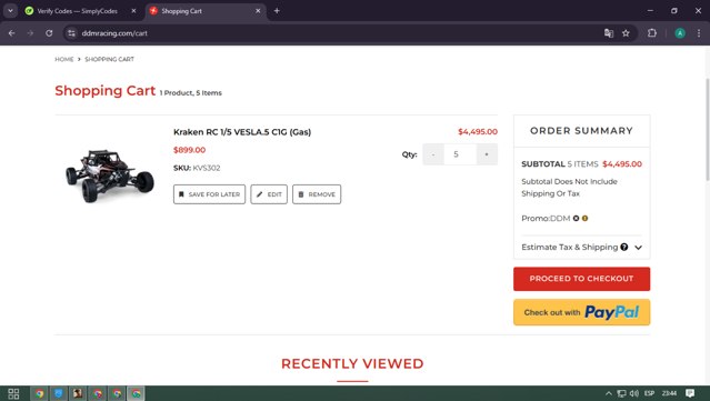 DDM Racing checkout page showing DDM Racing promo code box | Screenshot taken by SimplyCodes community member on Mar 14, 2025
