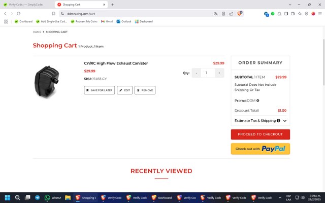 DDM Racing checkout page showing DDM Racing promo code box | Screenshot taken by SimplyCodes community member on Feb 28, 2025