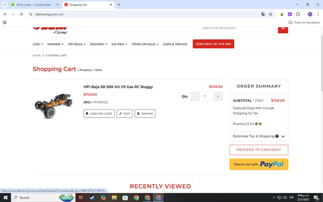 DDM Racing checkout page showing DDM Racing promo code box | Screenshot taken by SimplyCodes community member on Mar 23, 2025