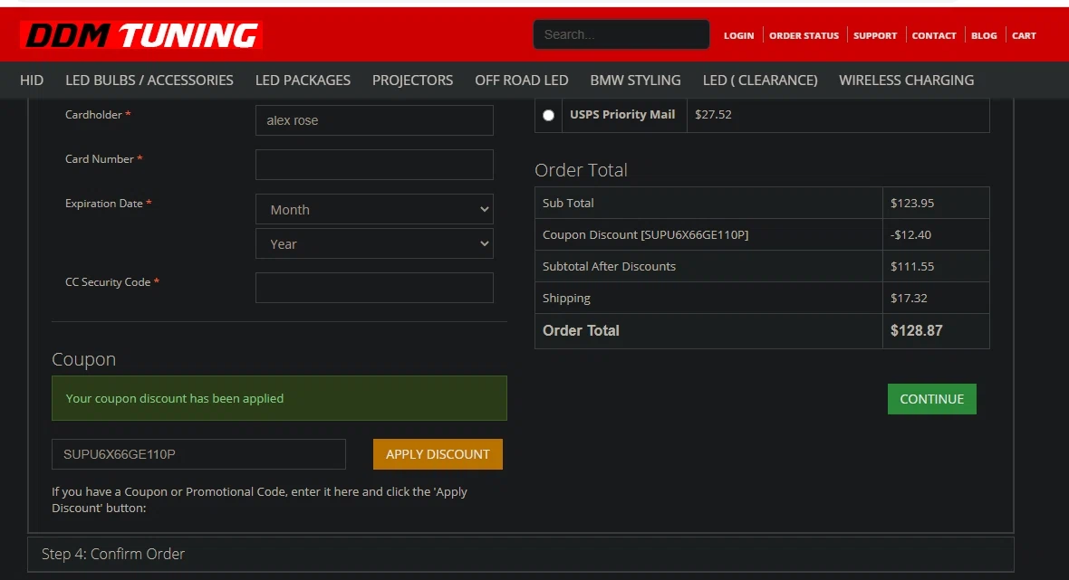where to use DDM Tuning promo code box