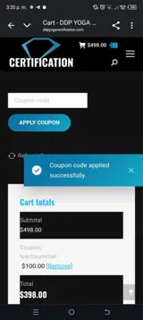 Teachsummer coupon verification screenshot
