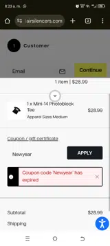 Newyear coupon verification screenshot