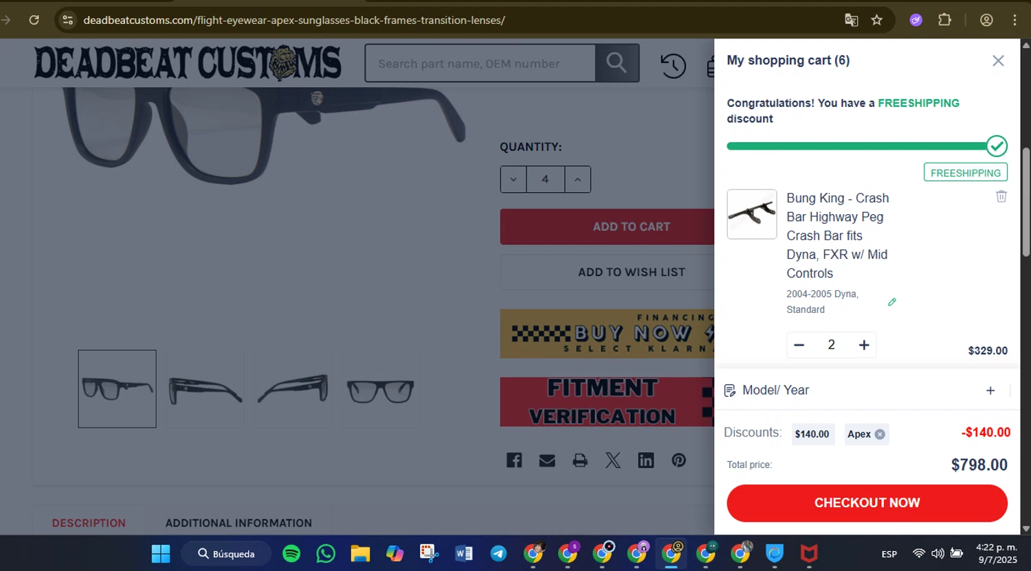 Deadbeat Customs checkout page showing Deadbeat Customs coupon code box | Screenshot taken by SimplyCodes community member on Jul 9, 2025