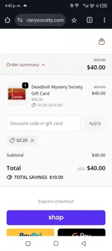 Gc20 coupon verification screenshot
