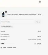 DEADEND10 coupon verification screenshot