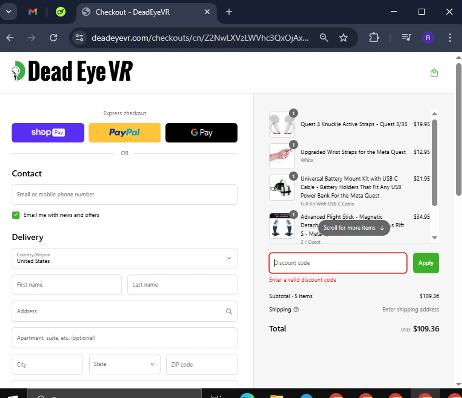 DeadEyeVR discount code screenshot showing code Tracyhensel10 applied at DeadEyeVR checkout page. Uploaded by SimplyCodes community member CashCollector4199 on Mar 15, 2025