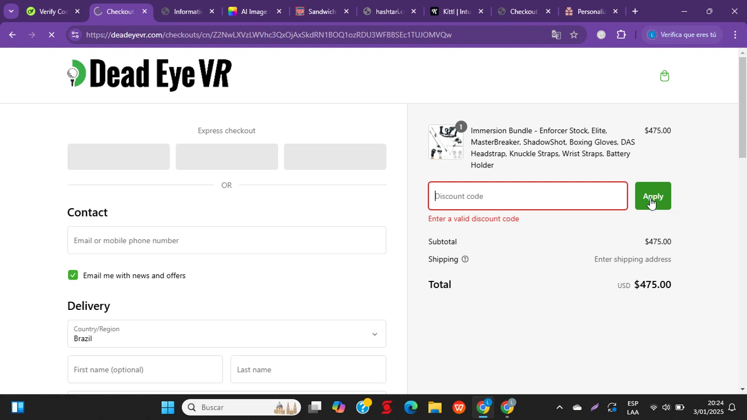 DeadEyeVR discount code screenshot showing code Tracyhensel10 applied at DeadEyeVR checkout page. Uploaded by SimplyCodes community member Suarez on Jan 3, 2025