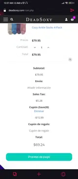 SAVE20 coupon verification screenshot