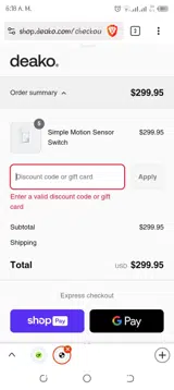 DEAKOSTOCKUP coupon verification screenshot