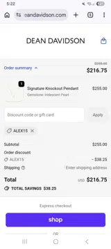 ALEX15 coupon verification screenshot