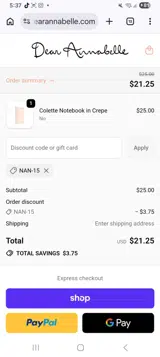 Nan-15 coupon verification screenshot