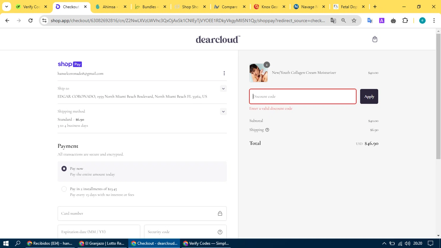 dearcloud promo code screenshot showing code dear25off applied at dearcloud checkout page. Uploaded by SimplyCodes community member BonusVoyager4214 on Feb 18, 2025