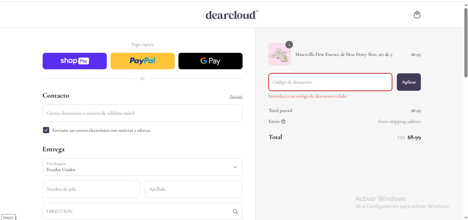 dearcloud promo code screenshot showing code SHOP25 applied at dearcloud checkout page. Uploaded by SimplyCodes community member Francisco on Mar 21, 2025