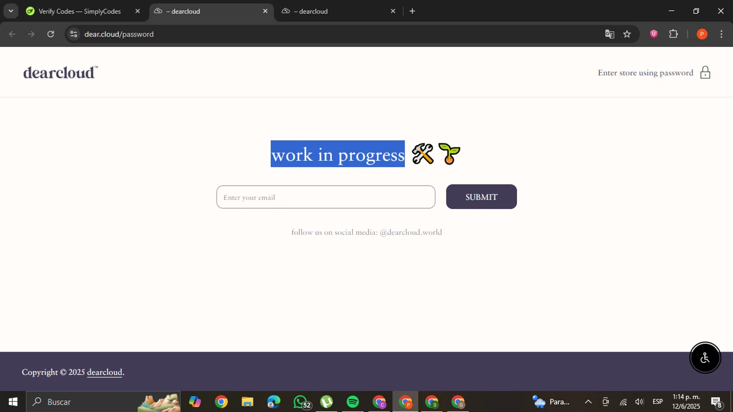 dearcloud promo code screenshot showing code SPRING20 applied at dearcloud checkout page. Uploaded by SimplyCodes community member VictoriousCaptain2658 on Jun 12, 2025