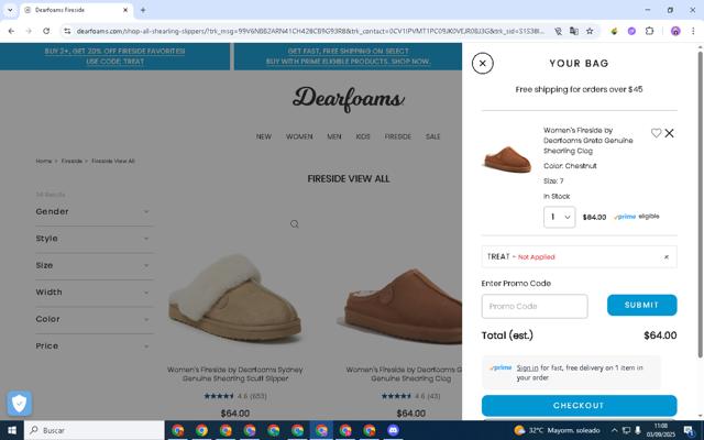 DearFoams checkout page showing DearFoams promo code box | Screenshot taken by SimplyCodes community member on Sep 3, 2025
