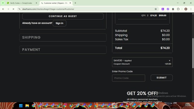 DearFoams checkout page showing DearFoams promo code box | Screenshot taken by SimplyCodes community member on Aug 20, 2025